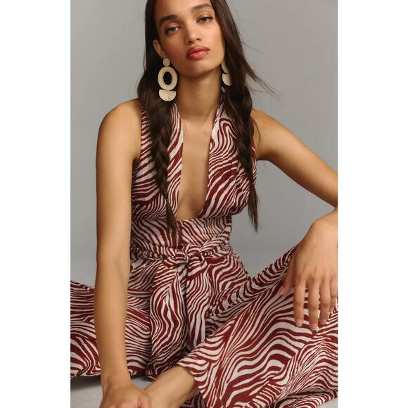 Faithfull Plunge V-Neck Wide-Leg Jumpsuit - New XL - Picture 2 of 5